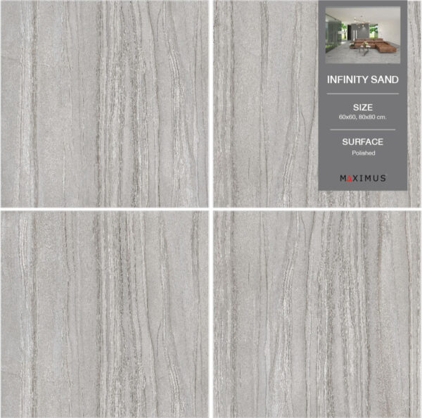 กระเบื้องปูพื้นและผนัง พอร์ซเลน Infinity Sand (1.92 sq.m.) 80x80 cm. - Image 3