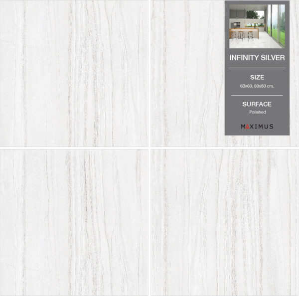 กระเบื้องปูพื้นและผนัง พอร์ซเลน Infinity Silver (MATT) (1.92 sq.m.) 80x80 cm. - Image 3